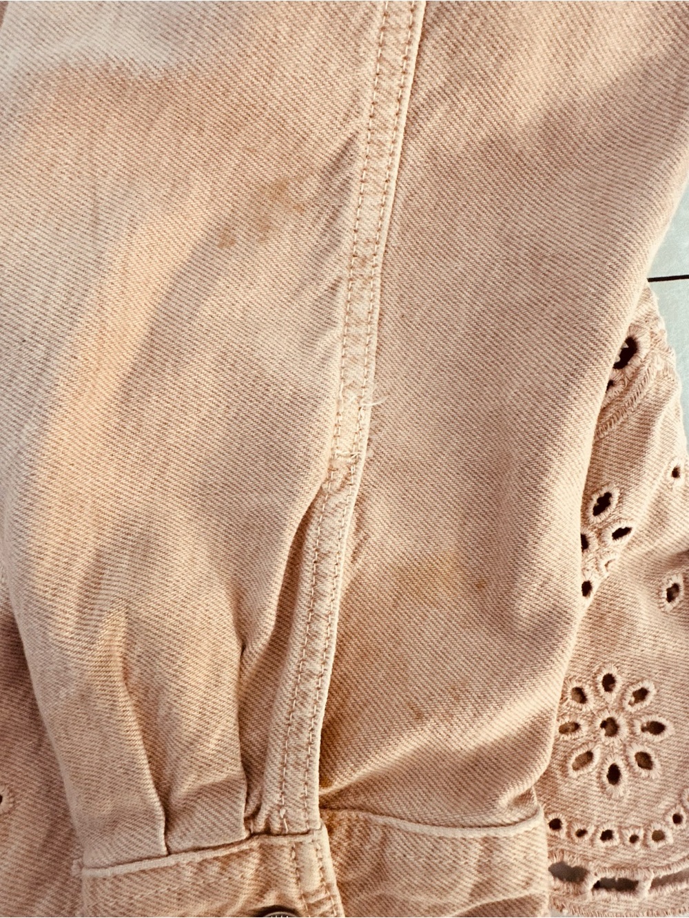 Zara Blush Pink Eyelet-Hem Denim Jean Jacket M L XL - Picture 12 of 16